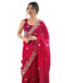 Vasthrlay Scalloped Embroidery Unstitched Red Saree