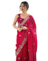 Vasthrlay Scalloped Embroidery Unstitched Red Saree