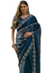 Vasthrlay Shimmer Scalloped Unstitched Navy Blue Saree