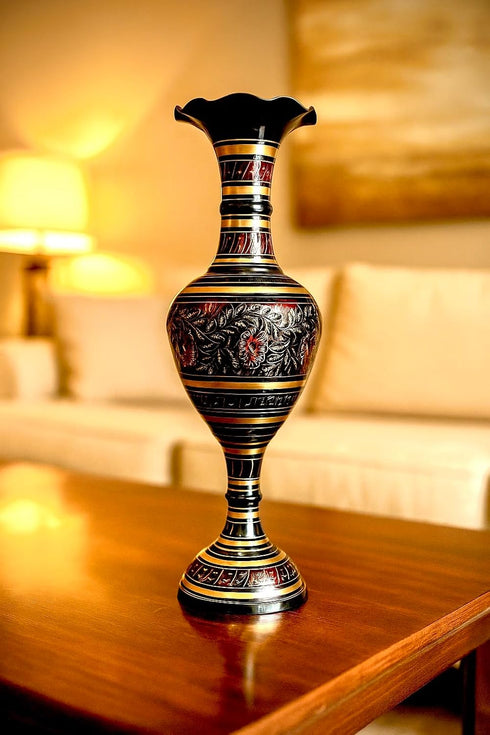20 Inch Brass Floor Vase with Meenakari Work