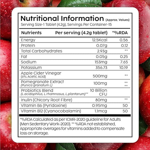 Plix Probiotic + Apple Cider Vinegar Effervescent TabletApple 15 Effervescent Tablet Each