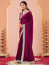 Vasthrlay Sequins Embroidery Unstitched Purple Saree
