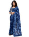 Vasthrlay Womens Printed Dark Blue Saree With Unstitched Blouse Piece