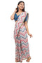 Vasthrlay Multicolour Multi Print Design Linen Ready To Wear Saree