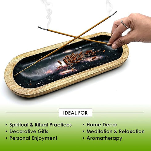 Simply Vedic Dual Incense Holder Burner & Ash Catcher Tray