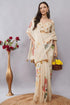 Vasthrlay Off White2 Womens Rose Botanical Printed Linen Saree With Self Woven Border And Unstitched Blouse Piece