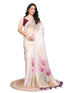 Vasthrlay Off White1 Leaf Print Organza Saree With Mustard Piping And Ruched Sleeveless Unstitched Blouse Piece