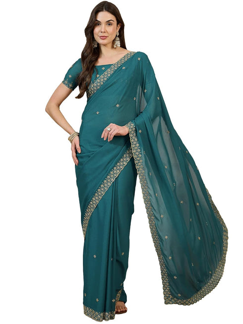 Vasthrlay Georgette Embroidered Unstitched Jr Ethnic Wear
