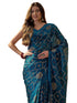 Vasthrlay Chiffon Printed Unstitched Black Saree