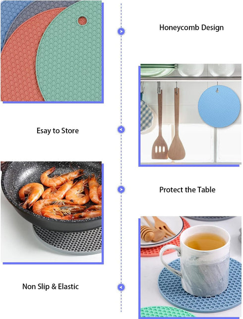 Afrodite 4 Pcs Silicone Trivet Mats| Food Grade Silicone