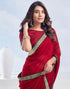 Vasthrlay Georgette Boarder Unstitched Red Saree