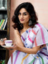 Vasthrlay Chanderi Printed Unstitched Teal Saree
