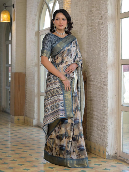 Vasthrlay Printed Weaving Unstitched Multicolor Saree