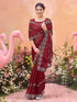Vasthrlay Shimmer Chiffon Unstitched Maroon Saree