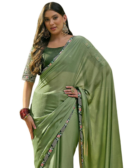 Vasthrlay Georgette Embroidery Maroon Saree