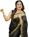 Vasthrlay Banarasi Jacquard Black And Gold Saree With Unstitched Blouse Piece