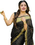 Vasthrlay Banarasi Jacquard Black And Gold Saree With Unstitched Blouse Piece