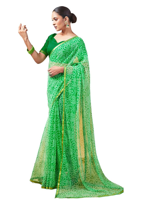 Vasthrlay Chiffon Bandhani Unstitched Peach Saree