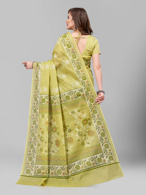 Vasthrlay Cotton Printed Mulmul Blue Saree