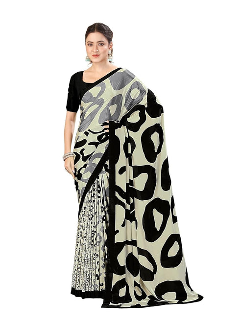 Vasthrlay Printed Off White1 White Saree
