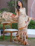 Vasthrlay Womens Printed Unstitched Off White Saree