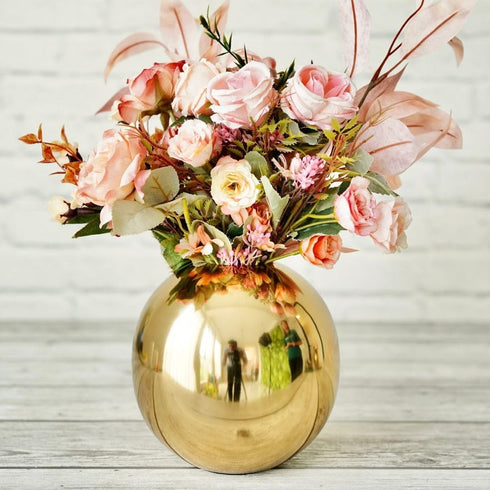 Metal Ball Round Metal Vase for Home Décor