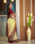 Vasthrlay Banarasi Jacquard Unstitched Beige Saree