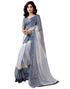 Vasthrlay Womens Printed Grey And White Saree With Unstitched Blouse Piece