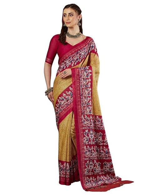 Siril Women'S Pure Cotton Printed Saree With Unstitched Blouse Piece