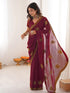 Vasthrlay Georgette Embroidery Unstitched Dark Green Saree