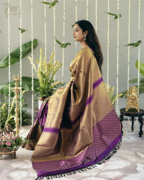 Vasthrlay Purple Kanjivaram Wedding Saree