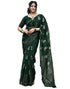 Vasthrlay Georgette Printed Green Saree With Unstitched Blouse Piece