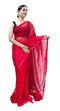 Vasthrlay Red Unstitched Saree