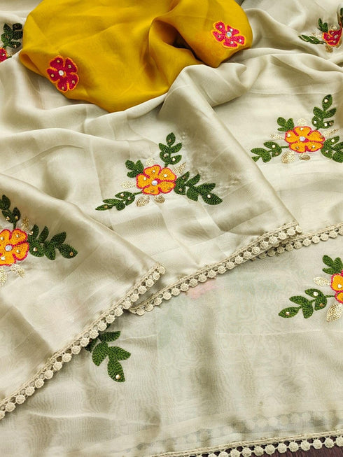 Vasthrlay Vichitra Embroidery Brown Black