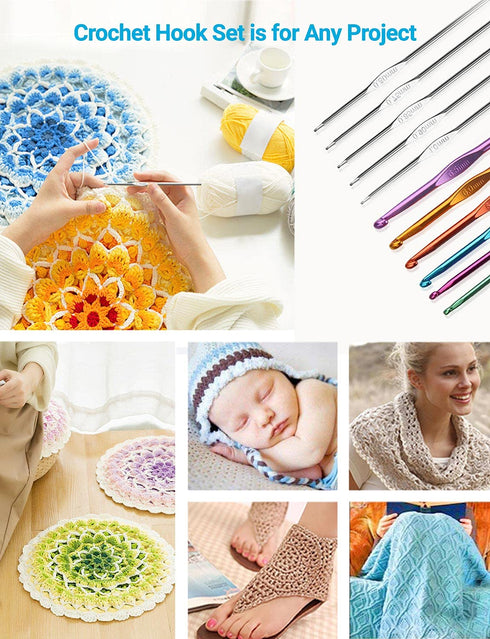 100 Pcs Crochet Hook Set with Yarn Knitting Needles