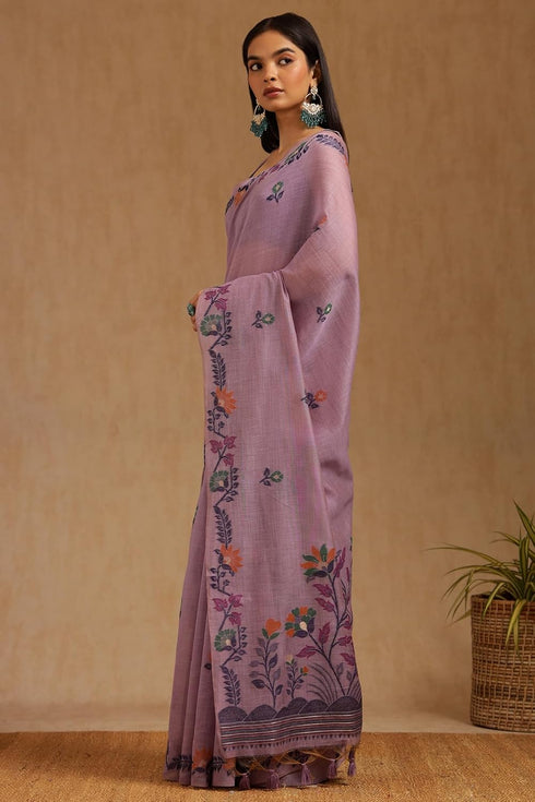 Vasthrlay Lavender Chanderi Floral