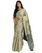 Vasthrlay Banarasi Jacquard Green And Beige Saree With Unstitched Blouse Piece
