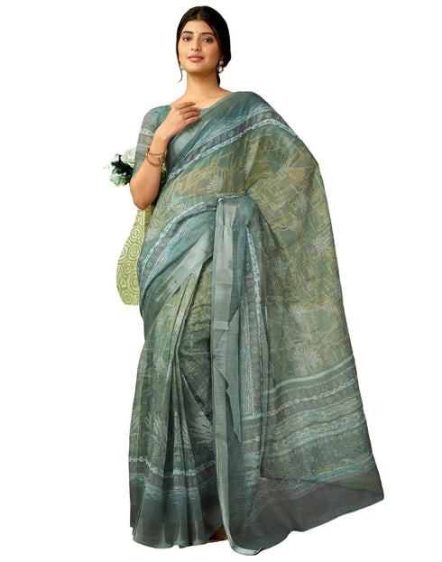 Vasthrlay Womens Cotton Printed Brown Saree