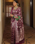 Vasthrlay Womens Banarasi Rani Pink Green Saree With Unstitched Blouse Piece