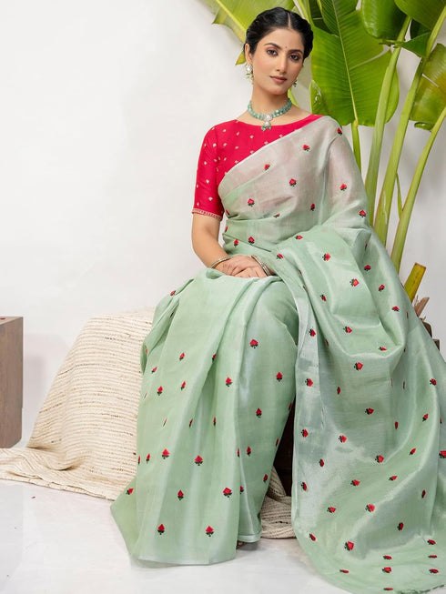 Vasthrlay Embroidery Gold Saree