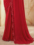 Vasthrlay Womens Georgette Unstitched Red Saree