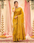 Vasthrlay Womens Weaving Mustard Yellow Saree With Unstitched Blouse Piece