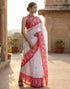 Vasthrlay Womens Printed Unstitched Off White Saree