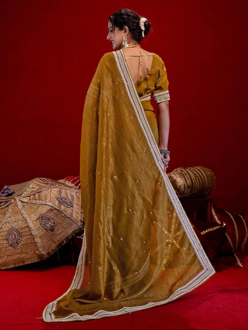 Vasthrlay Shimmer Embroidery Dusty Saree