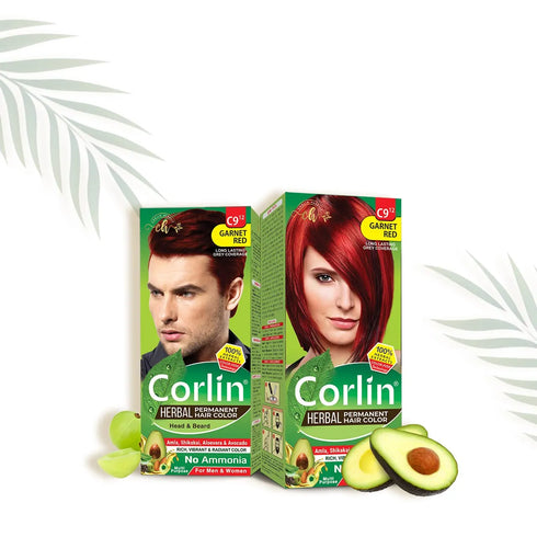 Corlin Herbal Permanent Hair Color Cream, Garnet Red (Pack of 2)