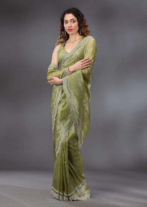 Vasthrlay Siroski Unstitch Mehndi Ethnic Wear