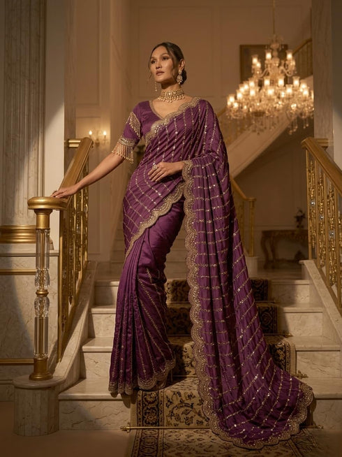 Vasthrlay Orange Traditional Saree
