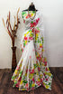 Vasthrlay White Printed Unstitched Saree