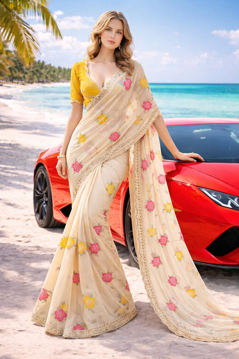 Vasthrlay Black Georgette Saree