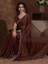Vasthrlay Chiffon Scalloped Brown Saree